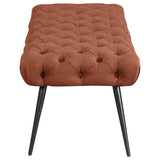 Ella Upholstered Tufted Bench Metal Legs Rust | Full | Orange | Rust | 910335