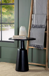 Ixia Round Solid Mango Wood Accent Side Table Black Stain | King | Black | Black Stain | 915109