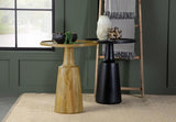 Ixia Round Solid Mango Wood Accent Side Table Black Stain | King | Black | Black Stain | 915109