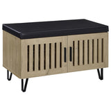 Brixton 2-door Padded Entryway Shoe Storage Bench White Oak | Beige | White Oak | 915154