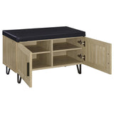 Brixton 2-door Padded Entryway Shoe Storage Bench White Oak | Beige | White Oak | 915154