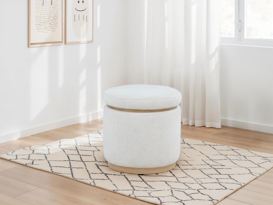 Remuda Boucle Upholstered Round Storage Ottoman Ivory | Full | Ivory | 915423