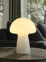 Kanaby Mushroom Shaped Glass Bedside Table Lamp White | White | 920249