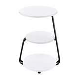 Hilly 3-tier Round Accent Side Table White and Black | White | 930071