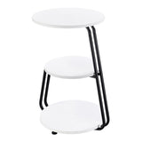 Hilly 3-tier Round Accent Side Table White and Black | White | 930071