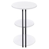 Hilly 3-tier Round Accent Side Table White and Black | White | 930071