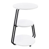 Hilly 3-tier Round Accent Side Table White and Black | White | 930071