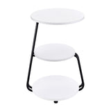 Hilly 3-tier Round Accent Side Table White and Black | White | 930071