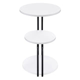 Hilly 3-tier Round Accent Side Table White and Black | White | 930071