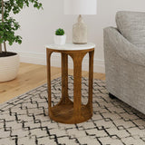 Berkeley Round Marble Top Side Table White and Brown | Full | White | White / Brown | 930080