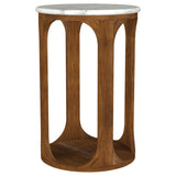 Berkeley Round Marble Top Side Table White and Brown | Full | White | White / Brown | 930080