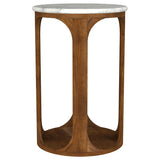 Berkeley Round Marble Top Side Table White and Brown | Full | White | White / Brown | 930080