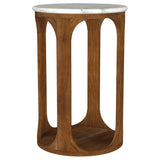 Berkeley Round Marble Top Side Table White and Brown | Full | White | White / Brown | 930080