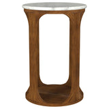 Berkeley Round Marble Top Side Table White and Brown | Full | White | White / Brown | 930080
