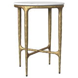 Baldwin Round Marble Top Side Table White and Gold | Full | White | White Marble | 930081