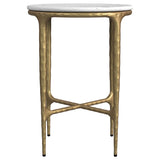 Baldwin Round Marble Top Side Table White and Gold | Full | White | White Marble | 930081
