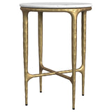 Baldwin Round Marble Top Side Table White and Gold | Full | White | White Marble | 930081