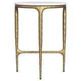Baldwin Round Marble Top Side Table White and Gold | Full | White | White Marble | 930081