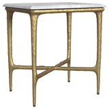 Baldwin Rectangular Marble Top Side Table White and Gold | Full | White | White Marble | 930091