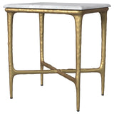 Baldwin Rectangular Marble Top Side Table White and Gold | Full | White | White Marble | 930091