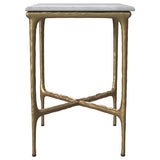 Baldwin Rectangular Marble Top Side Table White and Gold | Full | White | White Marble | 930091