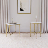 Baldwin Rectangular Marble Top Side Table White and Gold | Full | White | White Marble | 930091