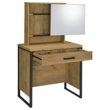 Bettin Vanity Set with Sliding Mirror and Stool Golden Oak | Brown | Golden Oak | 930120