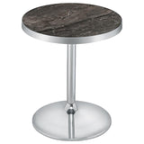 Cazen Round Faux Marble Top Pedestal Side Table Grey | King | Grey | Grey Faux Marble | 930134