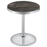 Cazen Round Faux Marble Top Pedestal Side Table Grey | King | Grey | Grey Faux Marble | 930134