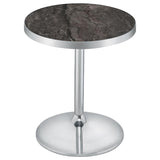 Cazen Round Faux Marble Top Pedestal Side Table Grey | King | Grey | Grey Faux Marble | 930134