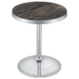 Cazen Round Faux Marble Top Pedestal Side Table Grey | King | Grey | Grey Faux Marble | 930134