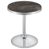 Cazen Round Faux Marble Top Pedestal Side Table Grey | King | Grey | Grey Faux Marble | 930134
