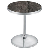 Cazen Round Faux Marble Top Pedestal Side Table Grey | King | Grey | Grey Faux Marble | 930134