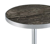 Cazen Round Faux Marble Top Pedestal Side Table Grey | King | Grey | Grey Faux Marble | 930134