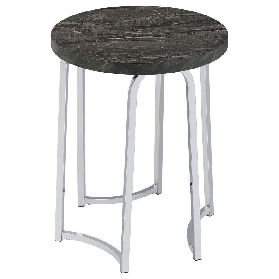 Barcelo Round Faux Marble Top Metal Side Table Grey | Grey | Grey Faux Marble | 930135