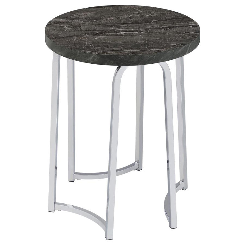 Barcelo Round Faux Marble Top Metal Side Table Grey