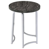 Barcelo Round Faux Marble Top Metal Side Table Grey | Grey | Grey Faux Marble | 930135