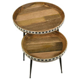 Ollie 2-piece Solid Wood Bone Inlay Nesting Table Natural | Brown | Natural | 930193