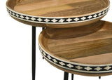 Ollie 2-piece Solid Wood Bone Inlay Nesting Table Natural | Brown | Natural | 930193