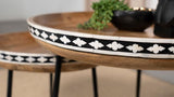 Ollie 2-piece Solid Wood Bone Inlay Nesting Table Natural | Brown | Natural | 930193