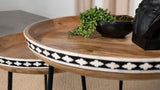 Ollie 2-piece Solid Wood Bone Inlay Nesting Table Natural | Brown | Natural | 930193