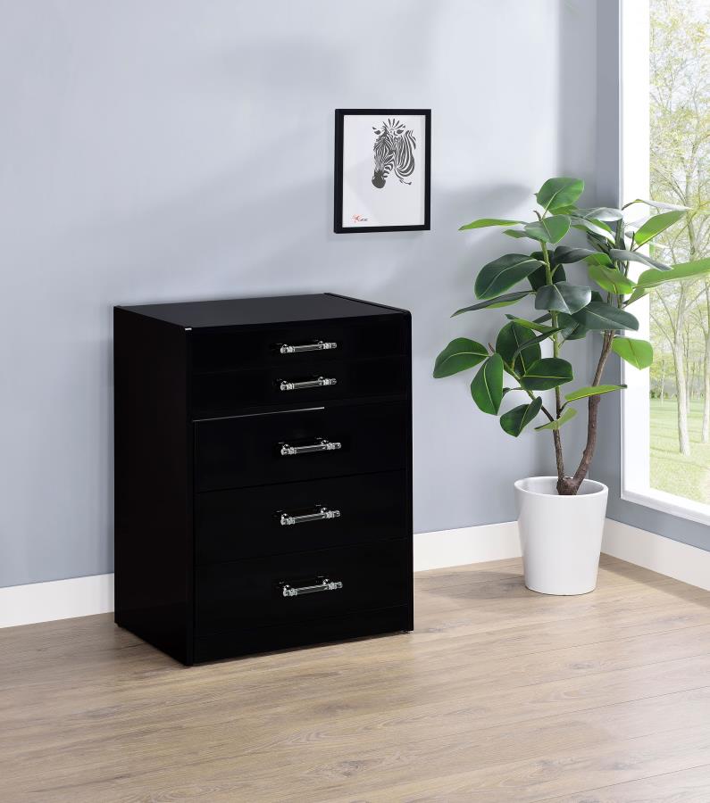 Danbury 3-drawer Makeup Vanity & Stool Set Black High Gloss | Black | Black High Gloss | 930209