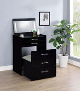 Danbury 3-drawer Makeup Vanity & Stool Set Black High Gloss | Black | Black High Gloss | 930209