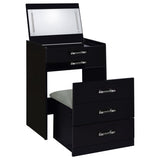Danbury 3-drawer Makeup Vanity & Stool Set Black High Gloss | Black | Black High Gloss | 930209