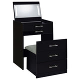 Danbury 3-drawer Makeup Vanity & Stool Set Black High Gloss | Black | Black High Gloss | 930209