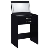 Danbury 3-drawer Makeup Vanity & Stool Set Black High Gloss | Black | Black High Gloss | 930209