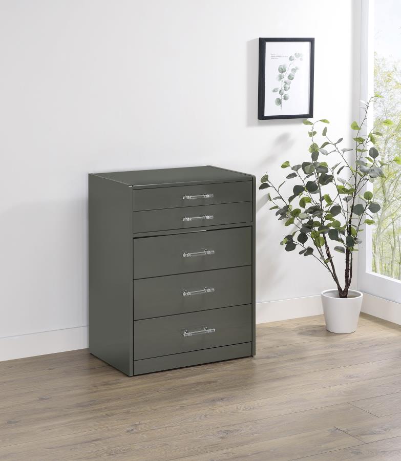 Danbury 3-drawer Makeup Vanity & Stool Set Grey High Gloss | Grey | Grey High Gloss | 930210