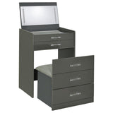 Danbury 3-drawer Makeup Vanity & Stool Set Grey High Gloss | Grey | Grey High Gloss | 930210