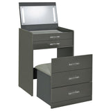Danbury 3-drawer Makeup Vanity & Stool Set Grey High Gloss | Grey | Grey High Gloss | 930210