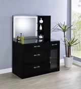 Flora 2-drawer Vanity Set with LED Mirror Black High Gloss | Black | Black High Gloss | 930219